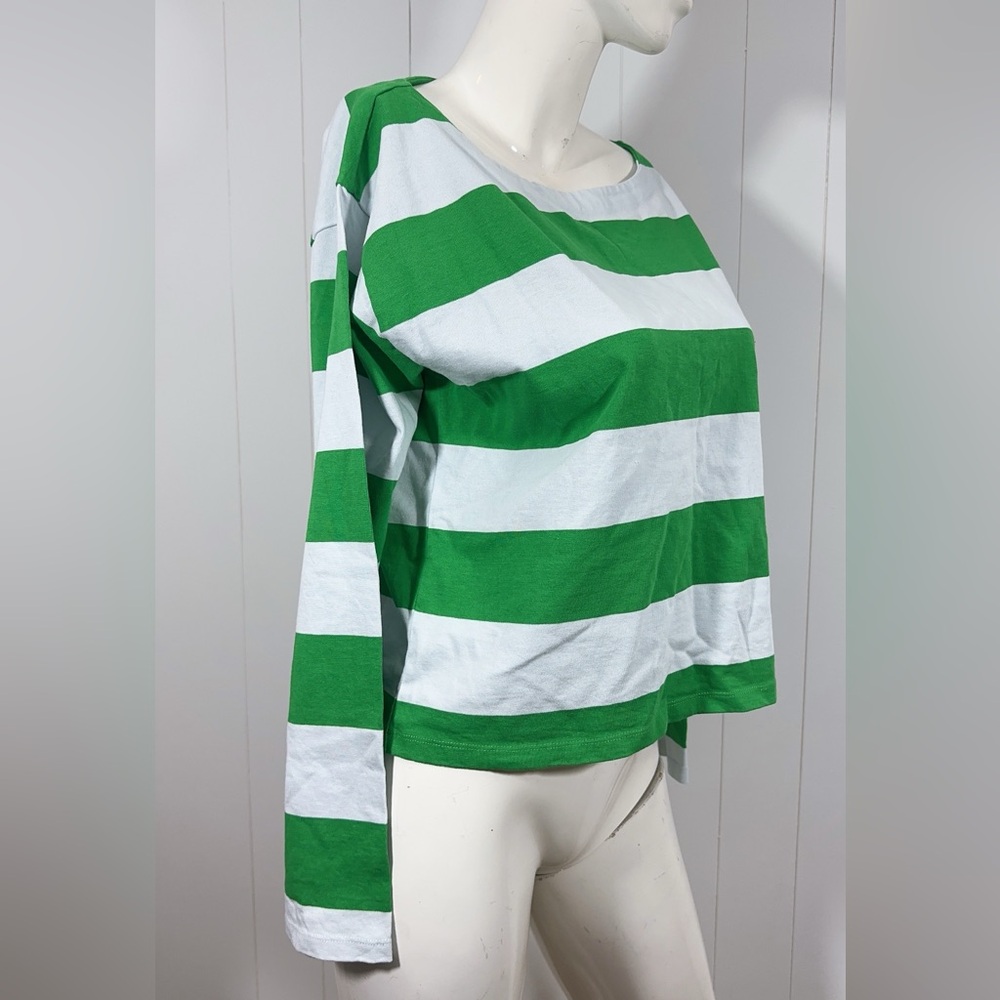 J Crew Relaxed long-sleeve boatneck T-shirt in stripe Size Small - Picture 4 of 14